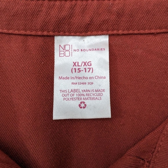 (2/$25) No Boundaries coral full sleeve button down shirt ruched waist tie - Picture 6 of 14